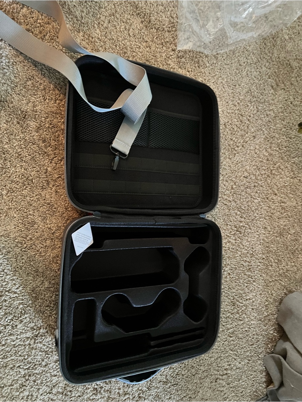 Hard Shell Carrying Case in Black with Gray Strap